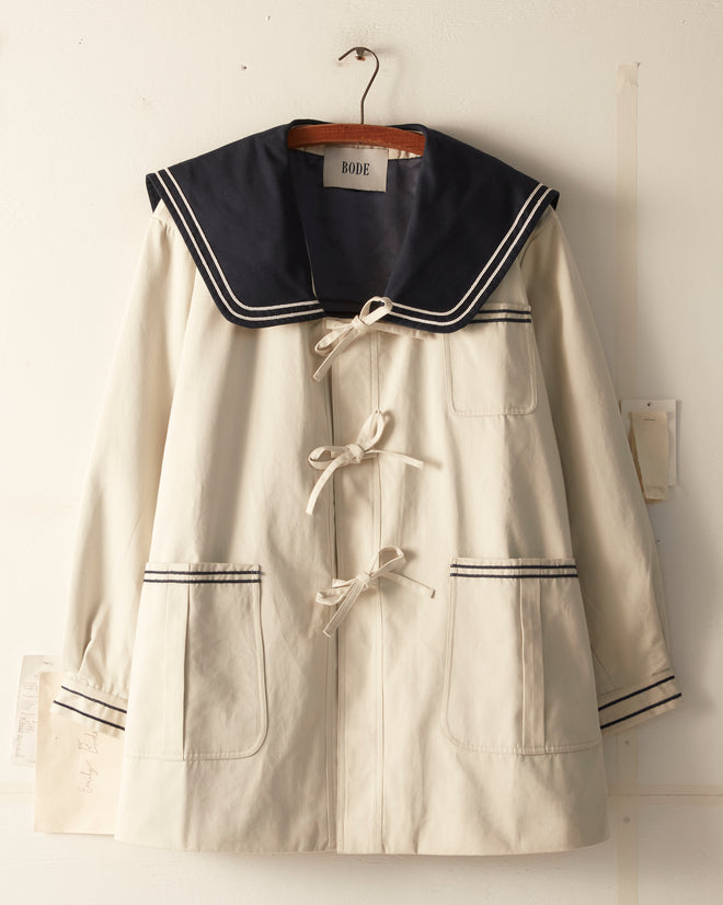 Sailor Coat - Cream Navy
