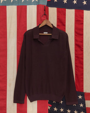 Boxy Long Sleeve Polo - Brown