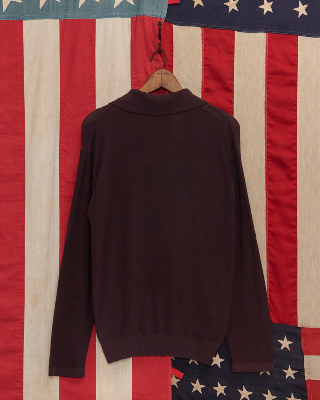 Boxy Long Sleeve Polo - Brown