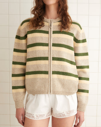 Brewster Cardigan - Tan/Green KNITWEAR BODE New York
