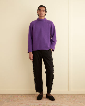 Cashmere Roll Neck Sweater - Purple