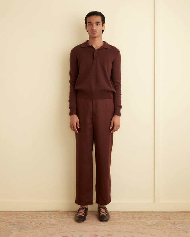 Linen Suiting Trousers - Chocolate