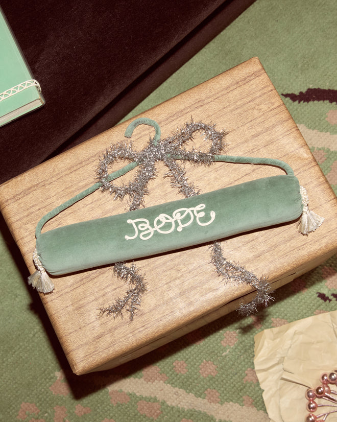 A Cloakroom Hanger - Teal with silver tinsel, 