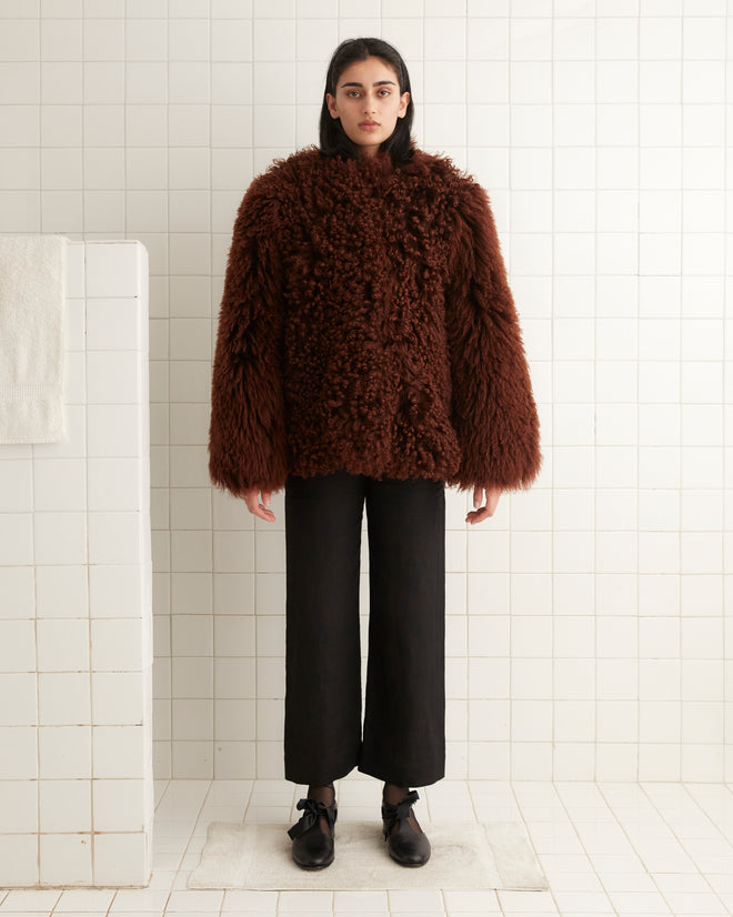 Crane Shag Shearling Coat - Brown OUTERWEAR BODE New York