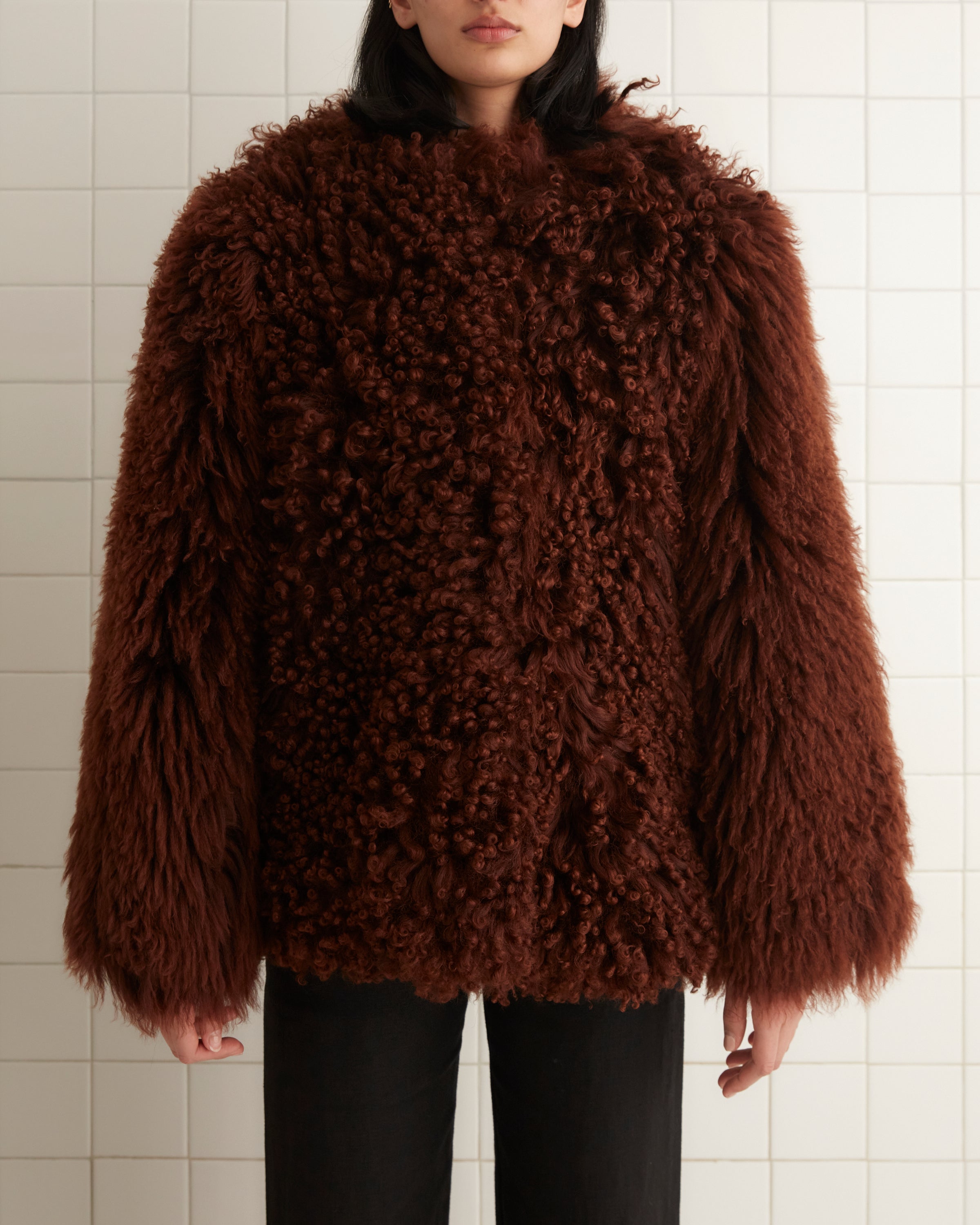 Crane Shag Shearling Coat - Brown – BODE