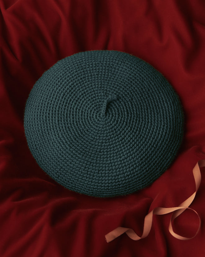 Crochet Beret - Green KNIT ACCESSORIES BODE New York