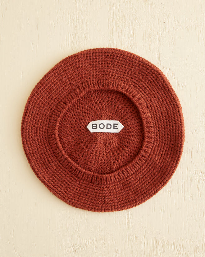 Crochet Beret - Tobacco KNIT ACCESSORIES BODE New York