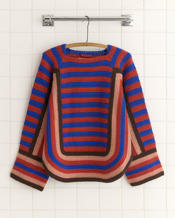 Crochet Four-Stripe Sweater - Red SWEATER BODE New York