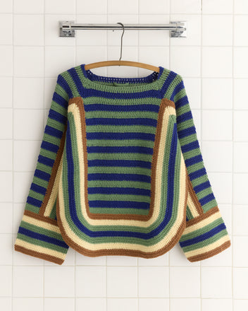 Crochet Four-Stripe Sweater - Green Knitwear BODE New York