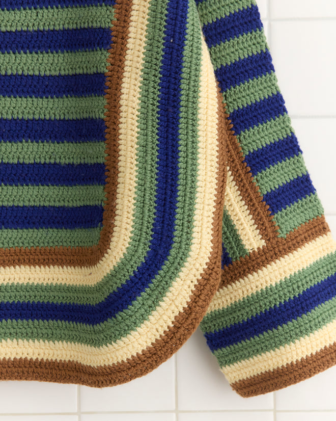 Crochet Four-Stripe Sweater - Green Knitwear BODE New York