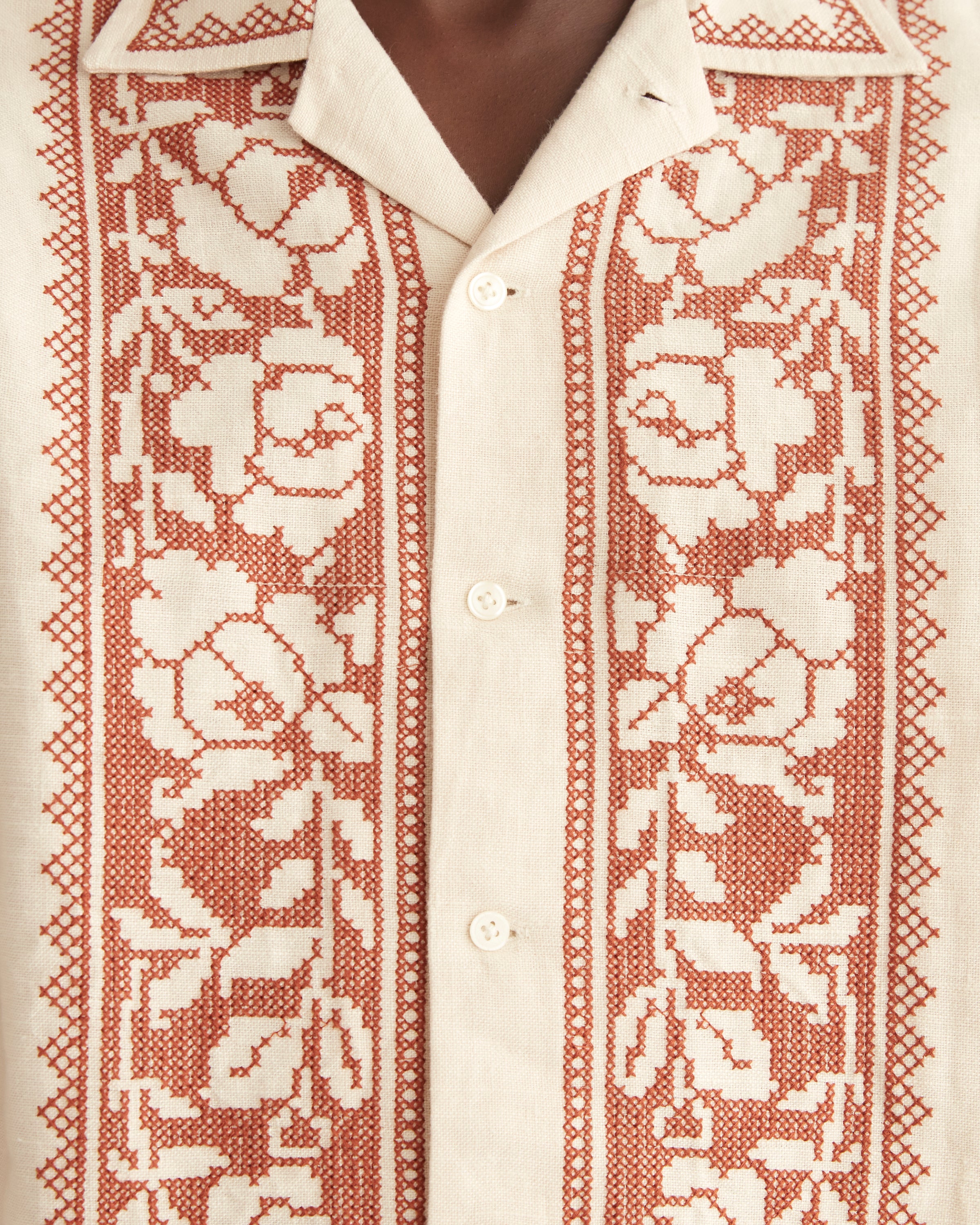 Cross-Stitched Rose Garland Long Sleeve Shirt – BODE