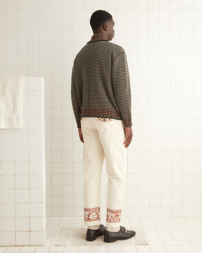 Cross-Stitched Rose Garland Trousers TROUSERS BODE New York