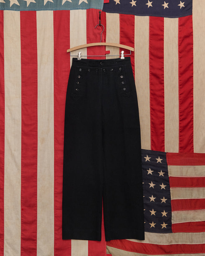 Denim Sailor Trousers - Black