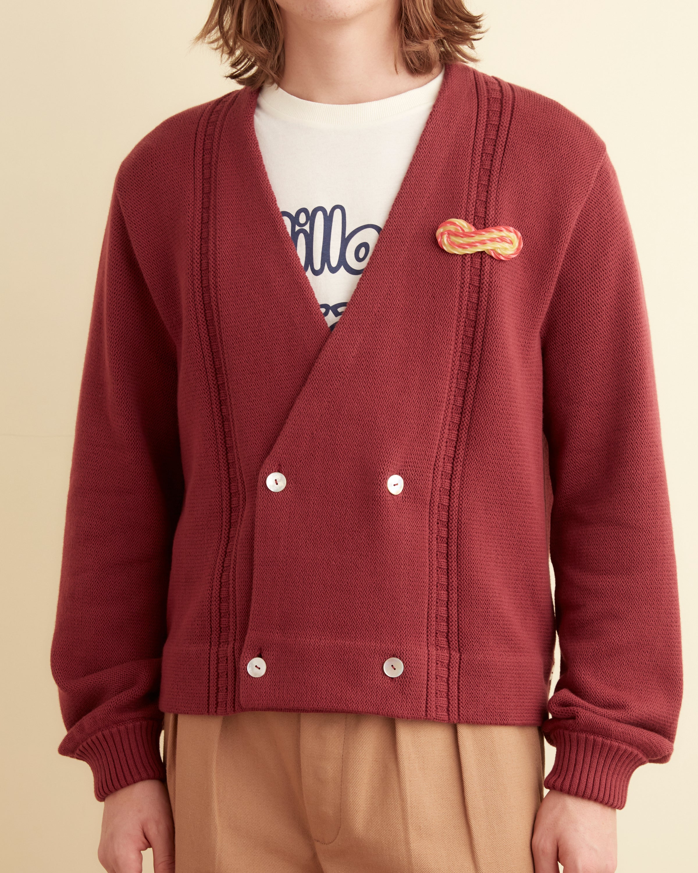 Double-Breasted Cardigan - Maroon – BODE