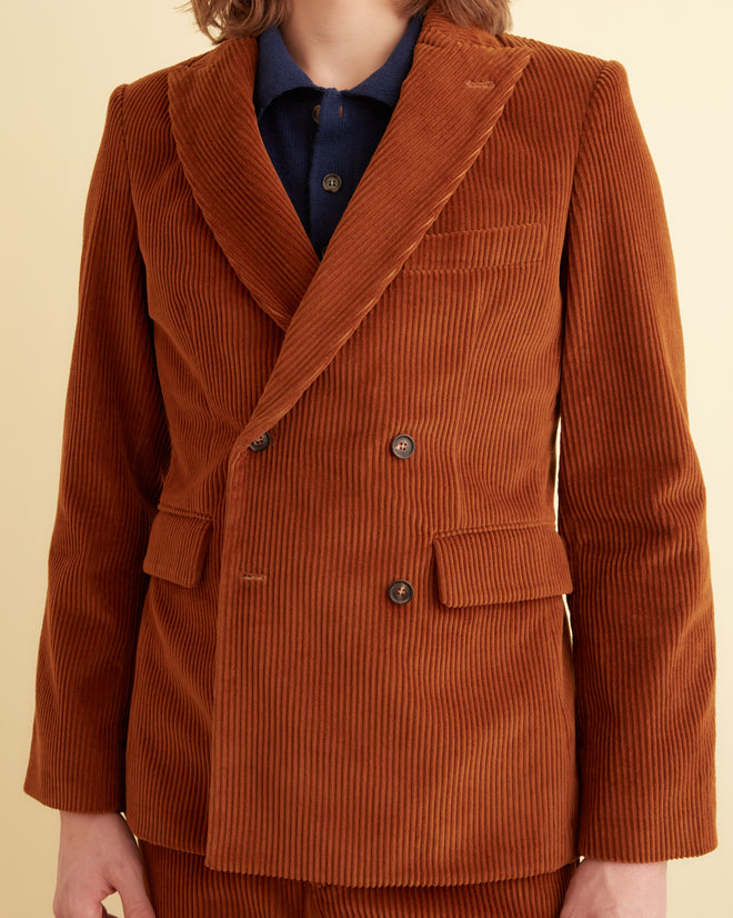 Double-Breasted Corduroy Jacket - Tobacco SUIT JACKETS BODE New York