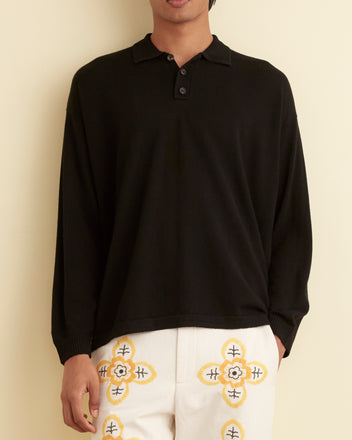 Solid Cycling Polo - Black KNITWEAR BODE New York