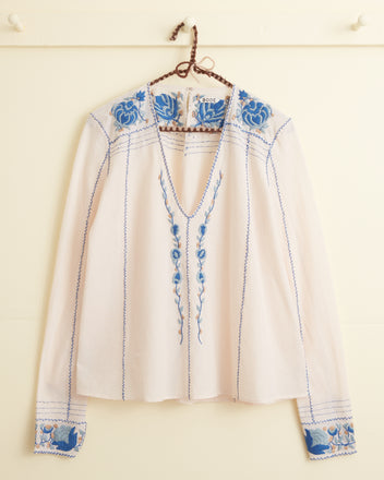 Embroidered Cornflower Top WOMENS TOPS BODE New York