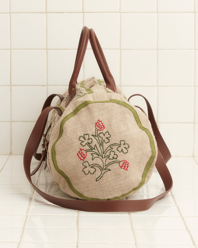 embroidered tackle bag Embroidered Trumpetflower Duffle Bag – BODE