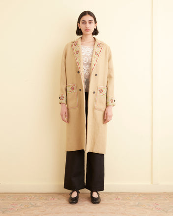 Embroidered Waxflower Coat WOMENS OUTERWEAR BODE New York