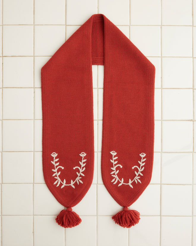 Floret Scarf - Red KNIT ACCESSORIES BODE New York