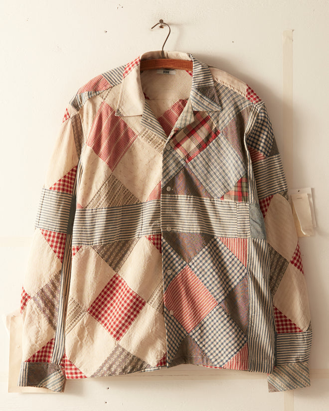 Geometric Patchwork Long Sleeve Shirt - L/XL