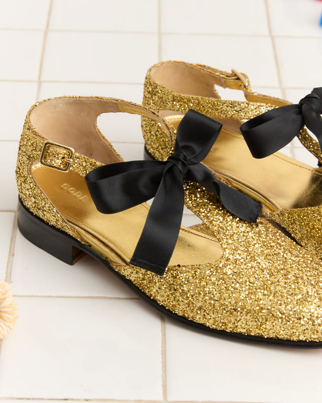 Glitter Theater Shoes - Gold MENS FOOTWEAR BODE New York