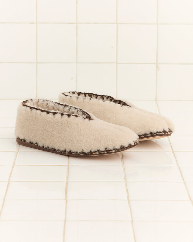 Cream Greco Shearling Shoe FOOTWEAR BODE New York