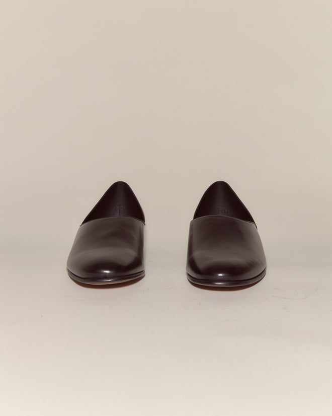 A pair of Leather House Shoes - Black, displayed side by side on a plain light background.