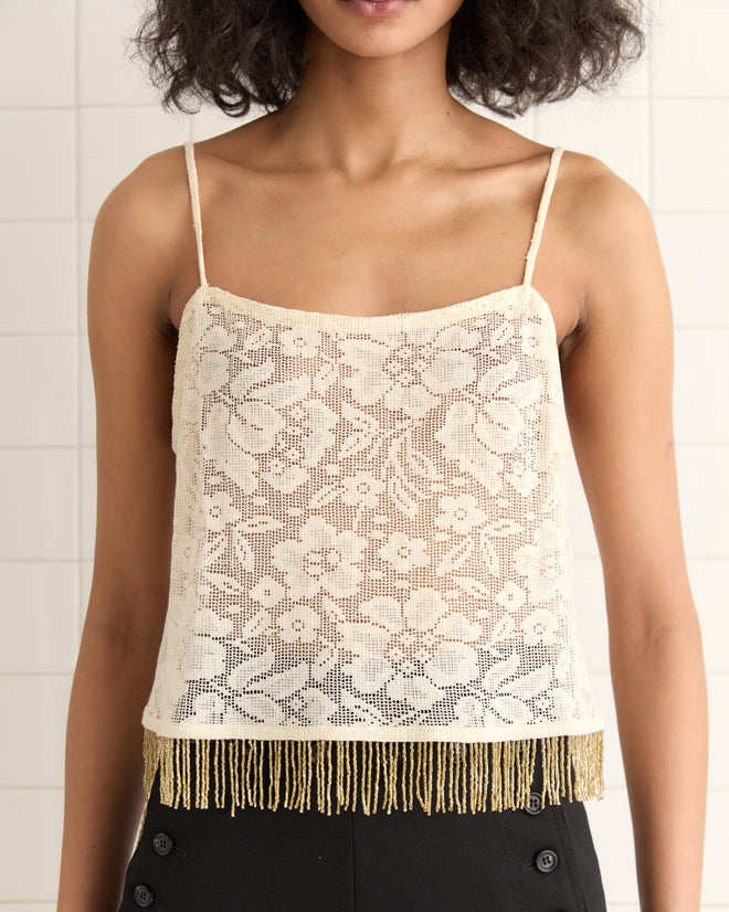 Ivory Peony Tank - S OOAK TOP BODE New York