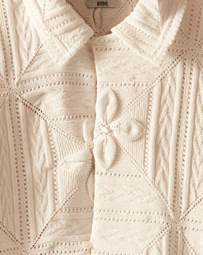 Ivory Petal Crochet Overshirt - XL/XXL