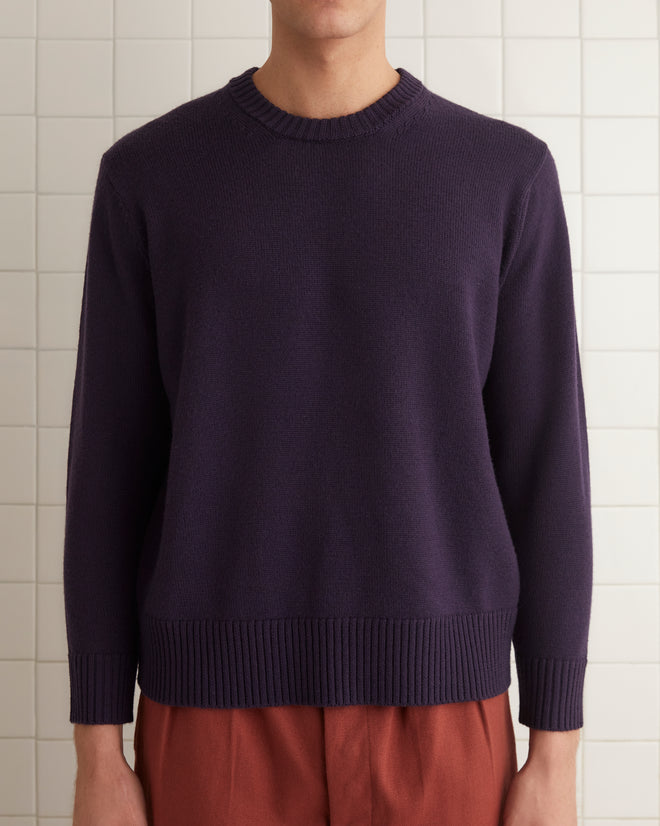 Juniper Sweater - Dark Purple MENS KNIT TOPS BODE New York