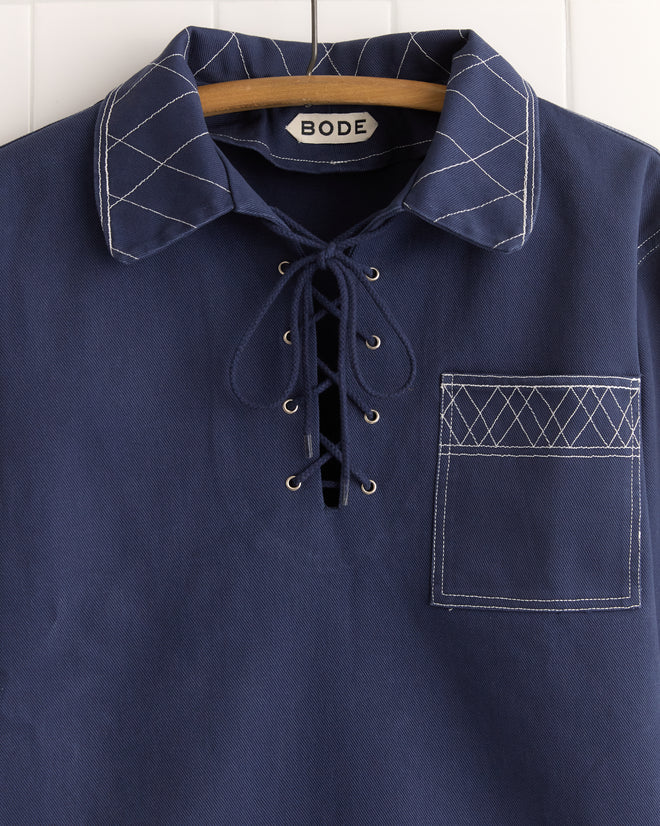 Embroidered Knolly Brook Pullover - Indigo JACKETS BODE New York