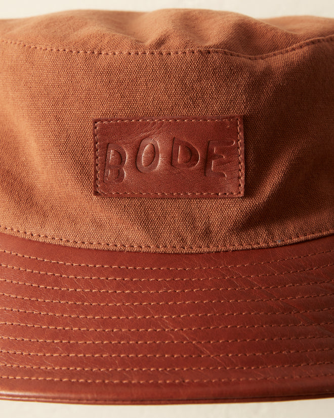Leather Brim Bucket Hat - Tan/Brown