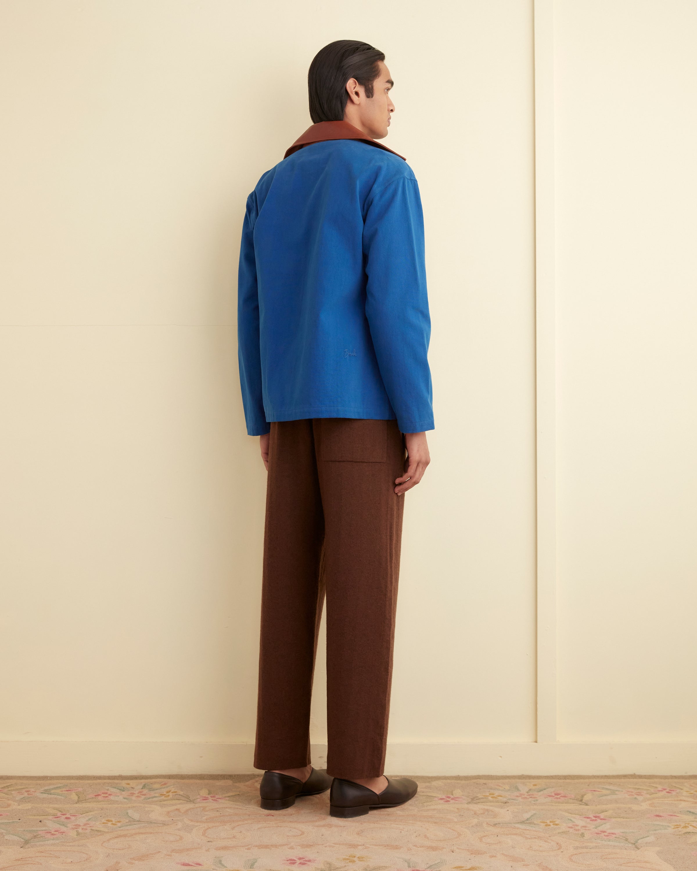 Leather Tab Jacket - Tan/Blue – BODE