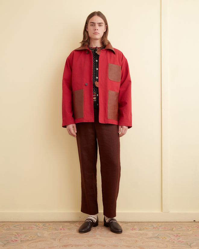 Leather Tab Jacket - Flame OUTERWEAR BODE New York