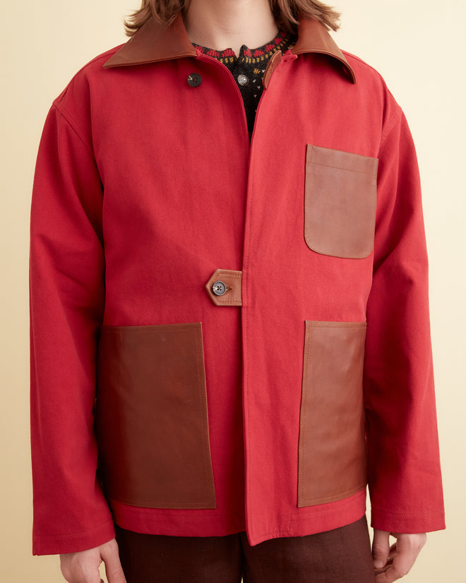 Leather Tab Jacket - Flame OUTERWEAR BODE New York