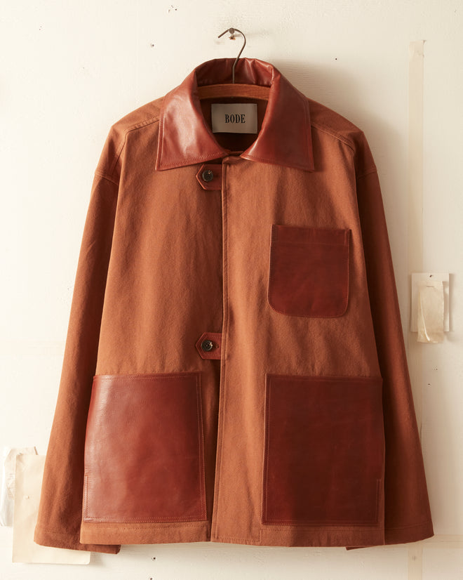 Leather Tab Jacket - Tan/Brown
