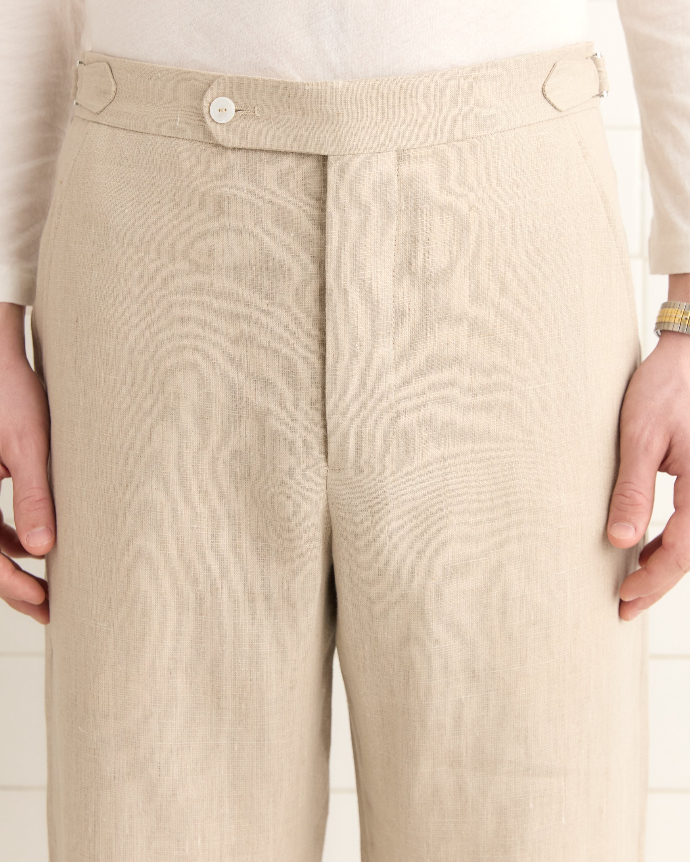Lightweight Linen Side-Buckle Trousers - Wheat – BODE