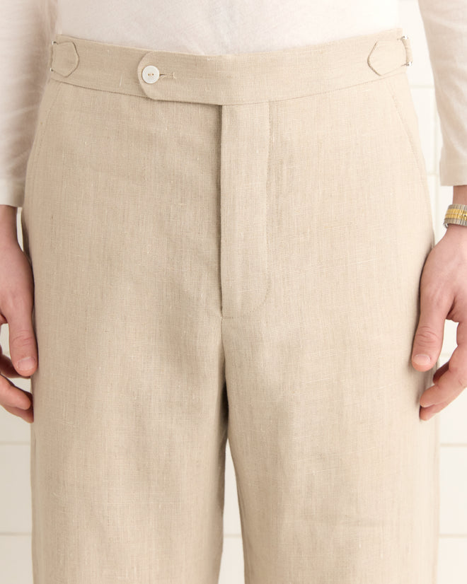 Lightweight Linen Side-Buckle Trousers - Wheat MENS TROUSERS BODE New York