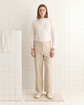 Lightweight Linen Side-Buckle Trousers - Wheat MENS TROUSERS BODE New York