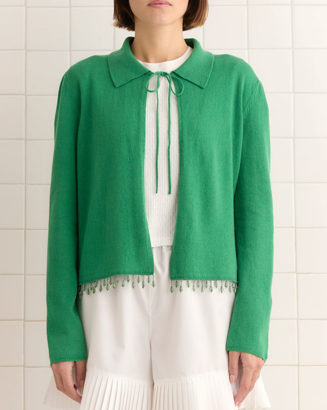 Lodge Cardigan - Green WOMENS KNIT TOPS BODE New York