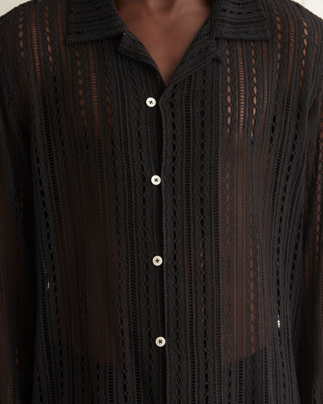 Bode Black Meandering Shirt
