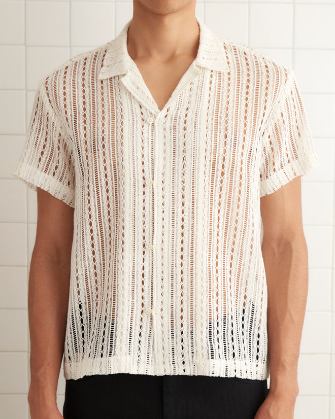 Meandering Lace Short Sleeve Shirt MENS SHIRTS BODE New York
