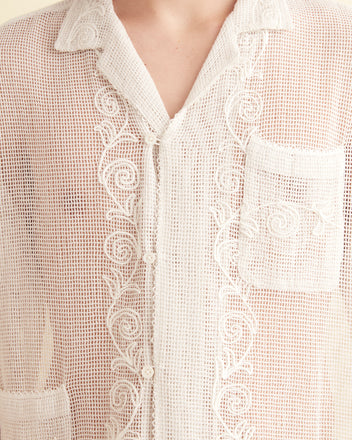 Mesh Filigree Short Sleeve Shirt SHIRT BODE New York