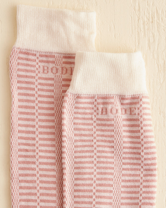 Micro Check Socks - Pink Cream