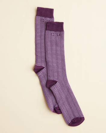Micro Check Socks - Purple