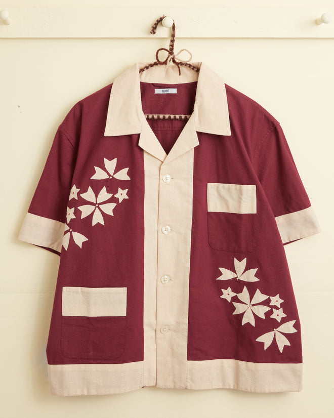 Moonflower Appliqué Short Sleeve Shirt