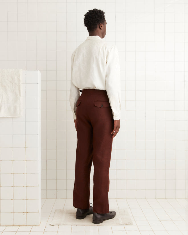 Linen Suiting Trousers - Chocolate TROUSERS BODE New York