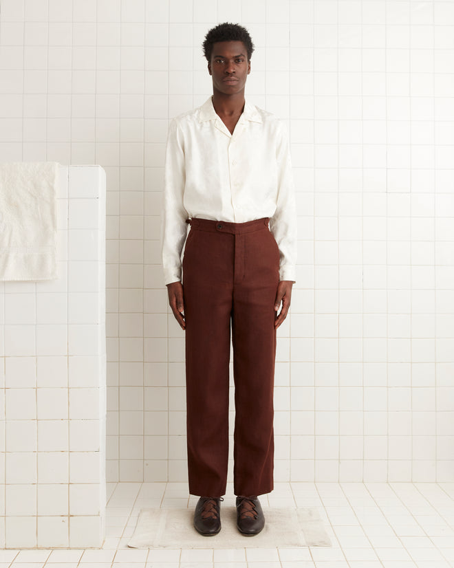 Linen Suiting Trousers - Chocolate TROUSERS BODE New York