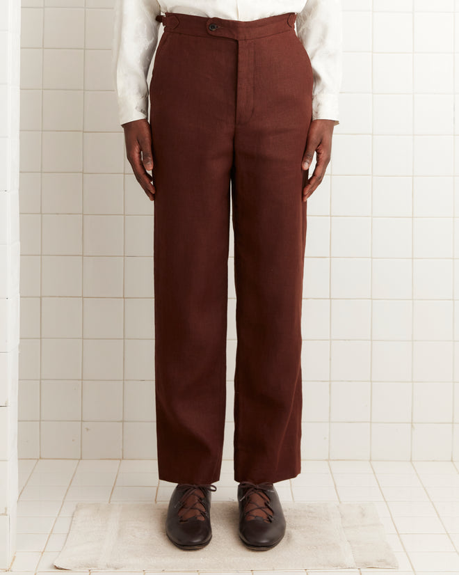 Linen Suiting Trousers - Chocolate TROUSERS BODE New York